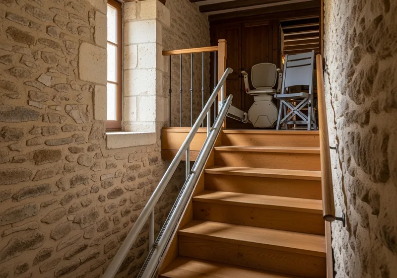 Monte-escalier tournant avec palier intermédiaire installé à Condat-sur-Vienne