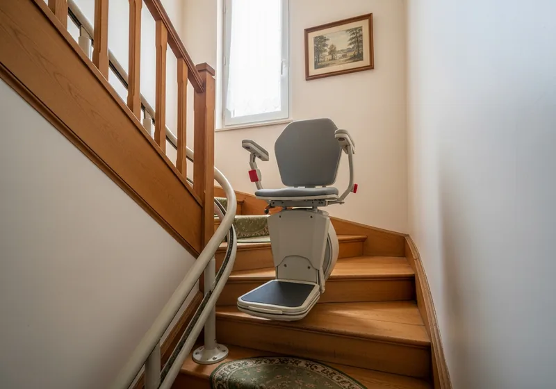 Monte-escalier tournant posé sur un quart-tournant serré d'une maison de ville à Panazol