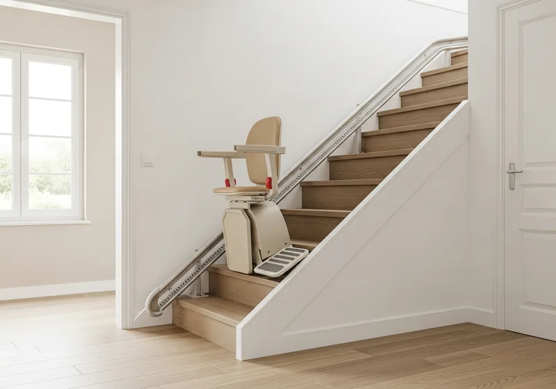 Monte-escalier droit installé sur une volée d'escalier à Limoges