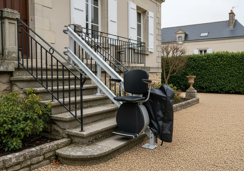 Monte-escalier extérieur reliant le jardin à l'entrée d'une maison à Limoges